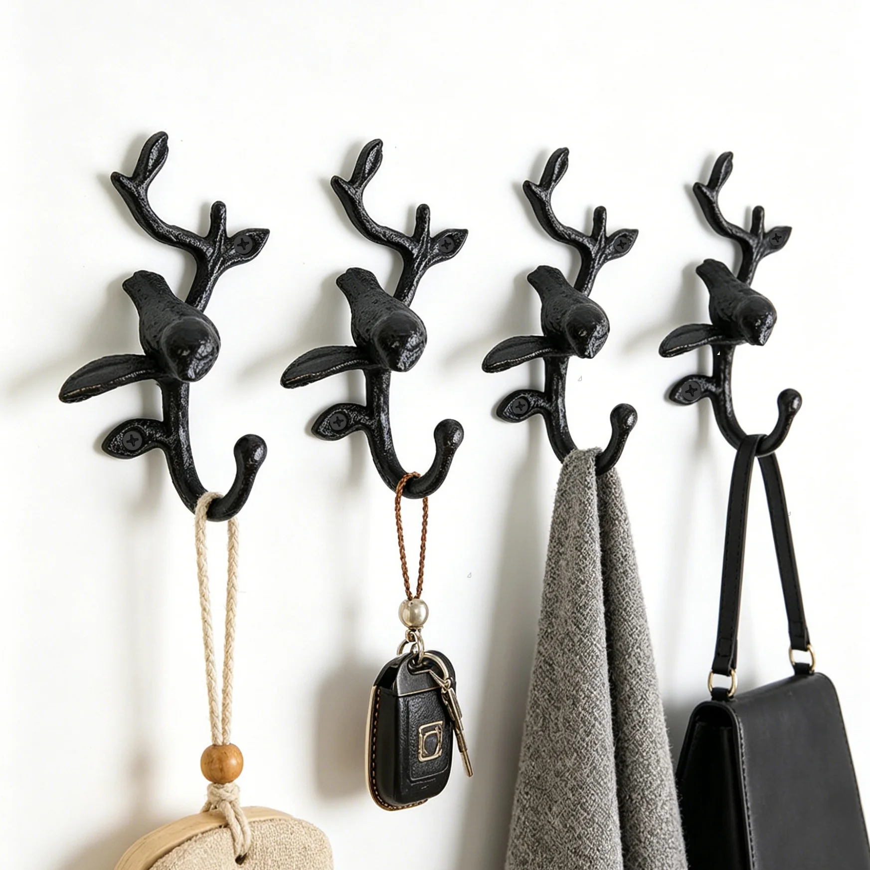 Cast Iron Hook Ironwork Metal Hat Holder Flamingo Pelican Bird Creativity Wall Hanging Home Organization Background Wall