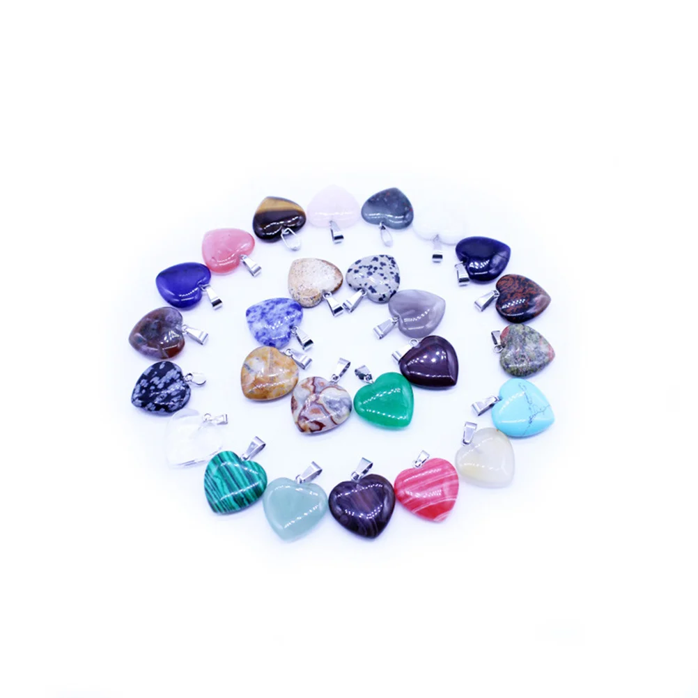 

20Pcs Mixed Color Heart-Shaped Natural Stone Pendants 16mm for Jewelry Making Necklace Accessories DIY Art Crafts