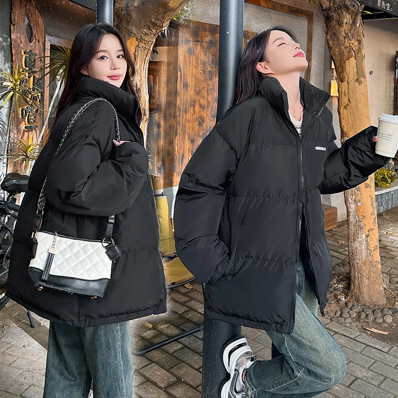 Women's Autumn Winter Top Coat Cotton Coat Bread Coat Solid Color Thickened Fleece Lining Simple New Casual Soft Niche Skinny