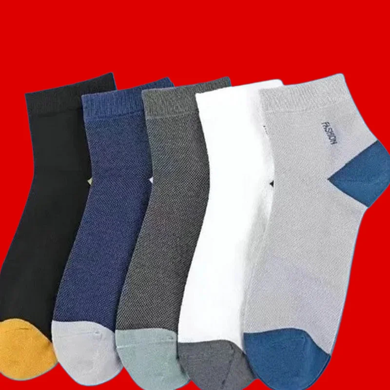 Calcetines de malla de longitud media para hombre, medias deportivas finas, transpirables y absorbentes del sudor, 5/10 pares, 2024