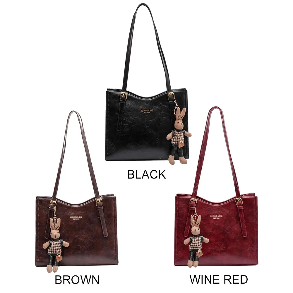 

Women Retro Tote Handbag with Pendant Casual Tote Bag Large Capacity Fashion Shoulder Bag Fashion Ladies Travel Shopping Handbag