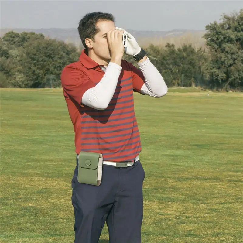A64T for Golf Ball Bag Rangefinder Instrument Shockproof Waterproof Diastimeter PU Leather Case for Golf Portable Waistbag Grey