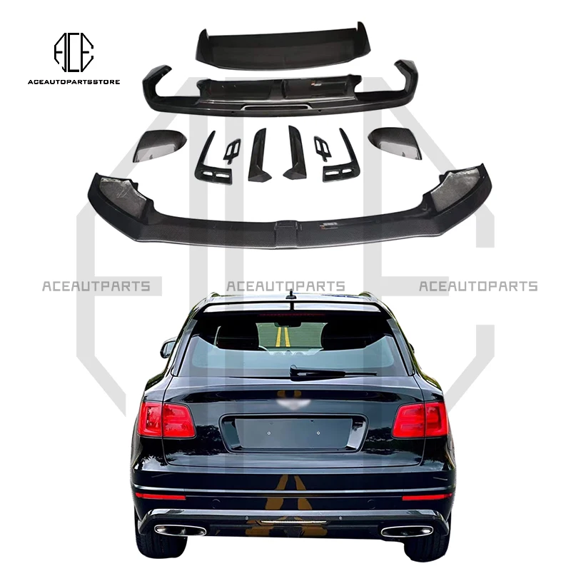 2016-2020 For Bentley Bentayga Carbon Fiber Body Kit Front Bumper Lip Spoiler Rear Diffuser Rear Wing Tuning Kit Aerokit