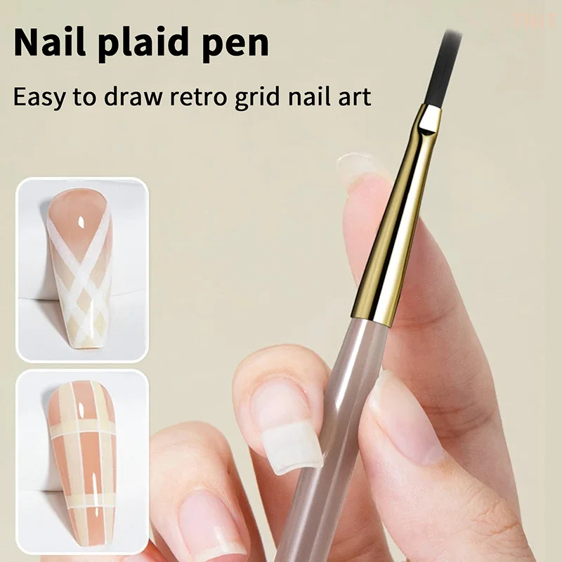 [J]3Pcs Nail Art Brush Checker Nail Drawing Painting Line Brush Nail Art Tool Acrylic Painting Brushes DIY Design Manicure Tools