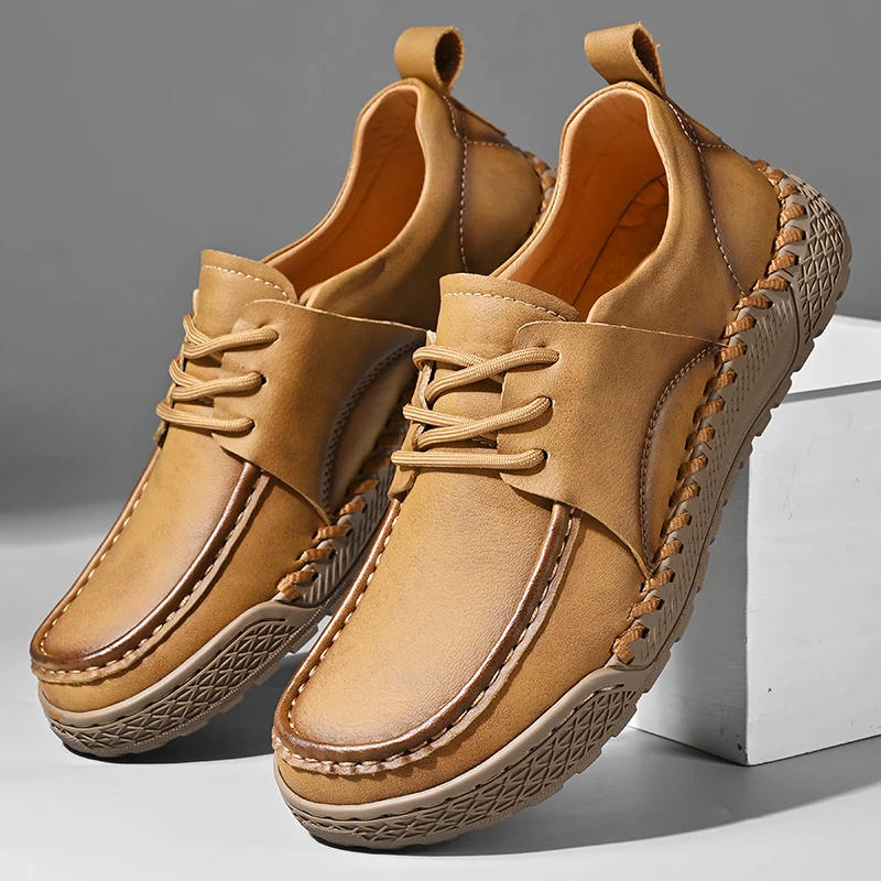 

European American Men Spring Autumn New High-end Sports Leisure Shoes Soft Soled Anti Slip Breathable Trendy Single Shoes