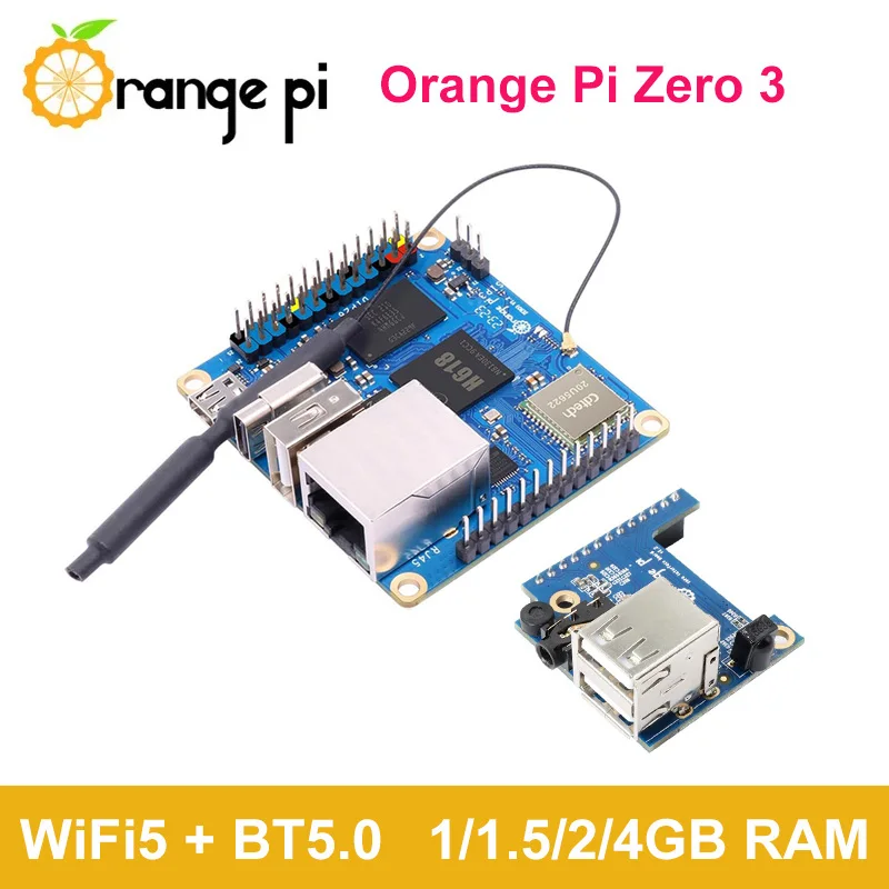 

Orange Pi Zero 3 4GB 2GB 1.5GB 1GB RAM Allwinner H618 Quad-Core Cortex-A53 64-bit Dual Band WiFi5 BT 5.0 With Interface Board