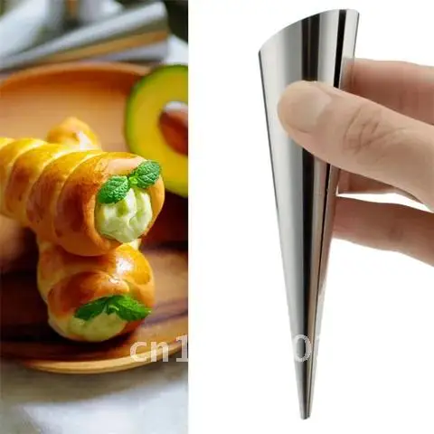 5 Large Stainless Steel Spiral Croissants Molds Conical Tube Cone Roll Moulds Pastry Cream Horn Cake Bread Mold