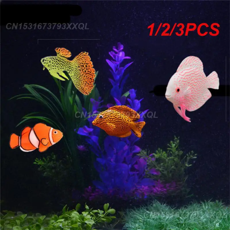 1/2/3PCS Aquarium Glowing Lionfish Ornament Realistic Design Landscape Design Home Aquarium Silicone Fake Fish