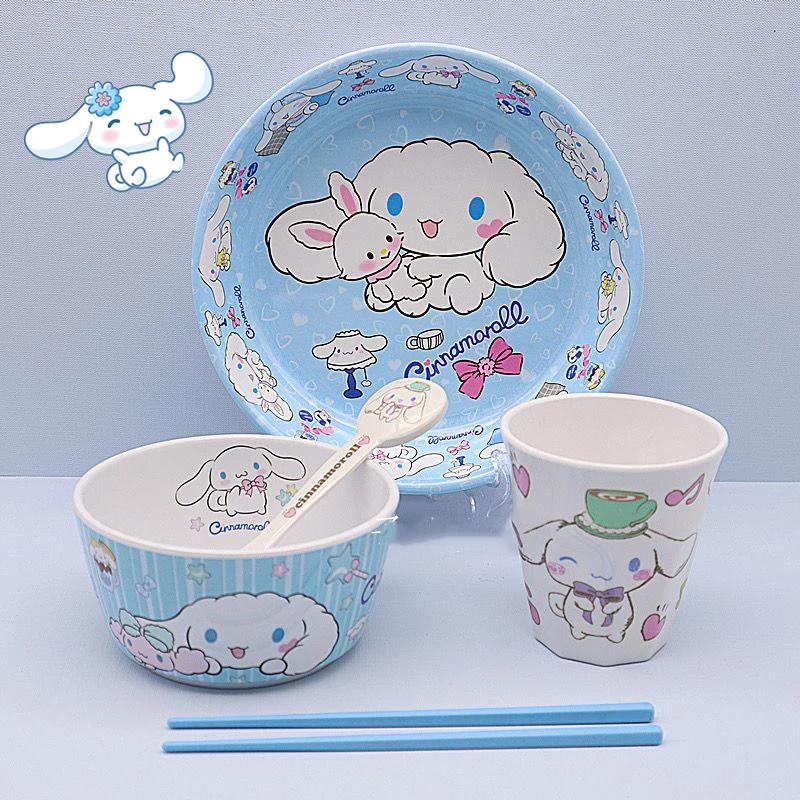 

Sanrio Cinnamoroll миска тарелка Мультяшные милые кавайные студенческие детские столовые приборы из пищевого материала нетоксичные игрушки подарки для девочек