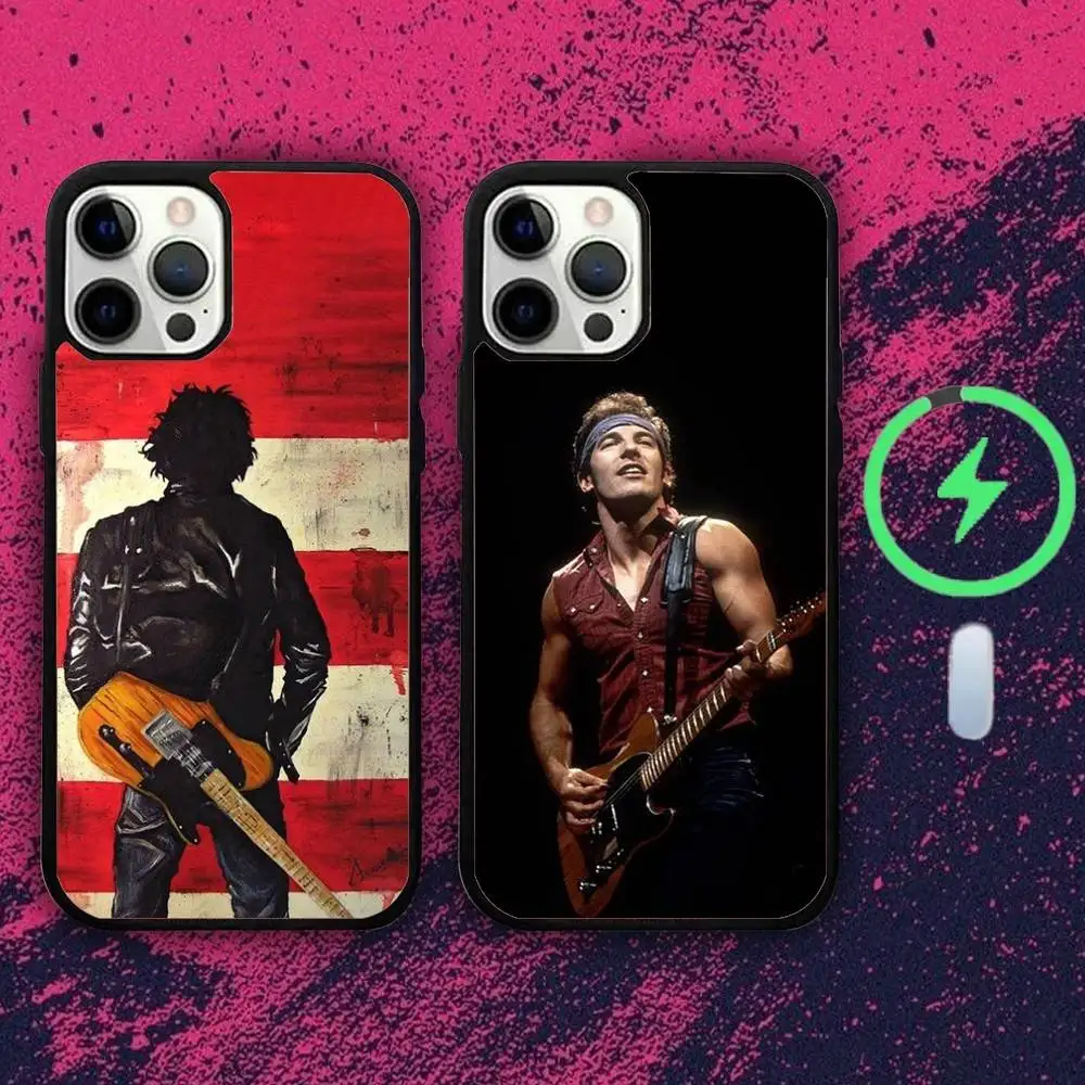 

B-Bruces Singer S-Springsteens Phone Case For iPhone 16e,16,15,14,13,12,11,Plus,Pro,Max,Mini Magsafe Magnetic Wireless Charging