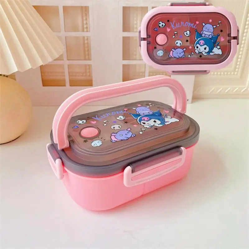 Disney Stitch Cartoon Portable Lunch Box Child Student Hermetic Bento Box Office Portable Double Layer Lunch Box High Capacity