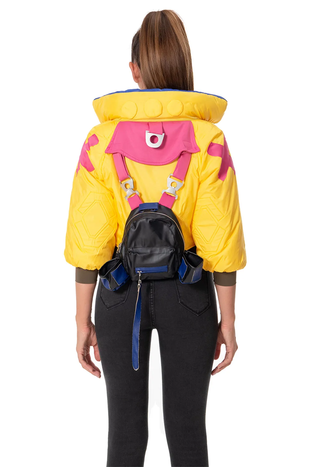 Disfraz de Cosplay de VALORANT Killjoy para mujer, chaqueta amarilla, abrigo, trajes, mochila, traje de fiesta de Carnaval de Halloween