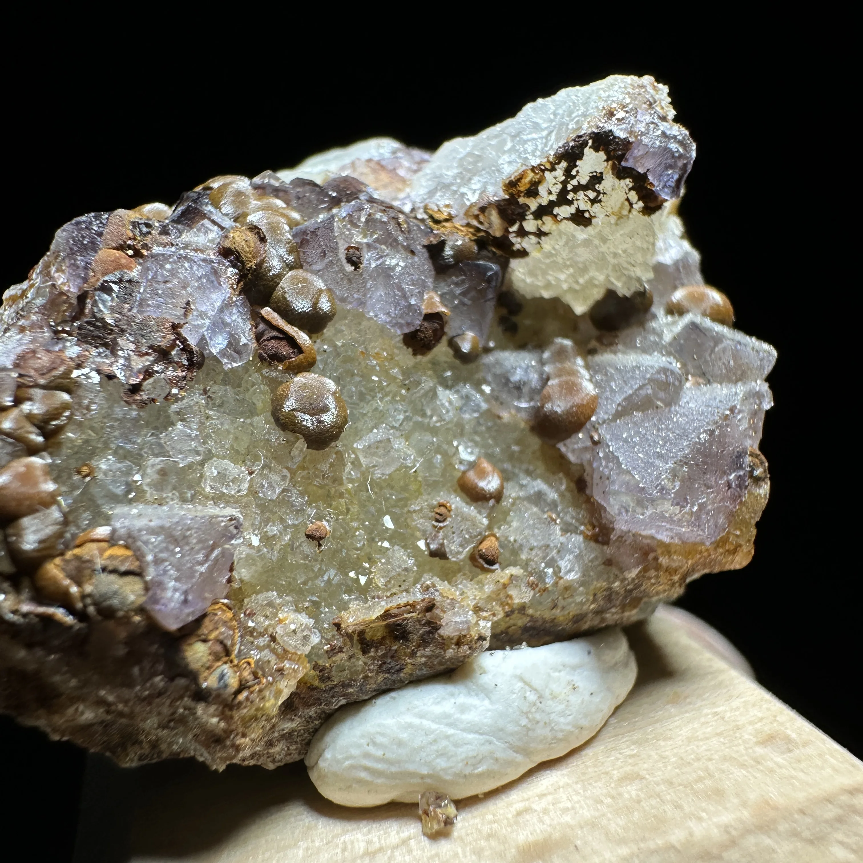 Natural Purple Fluorite Botryoidal Goethite Symbiotic Mineral Specimen Crystal Healing Collectible Decor Stone