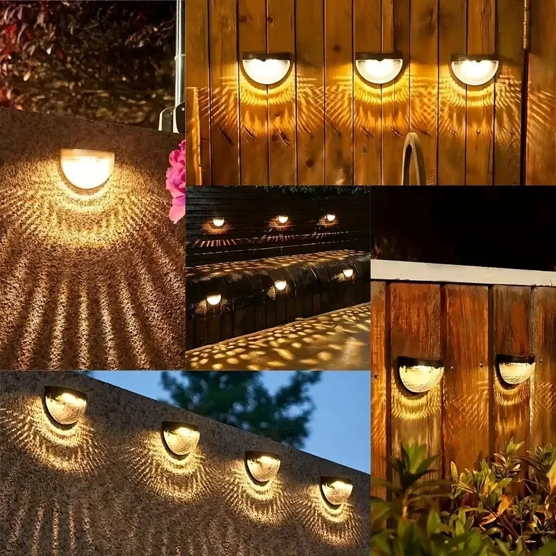 Luces LED solares para valla, luces de pared impermeables para exteriores, luces corrugadas para valla, terraza, camino de jardín decorativo