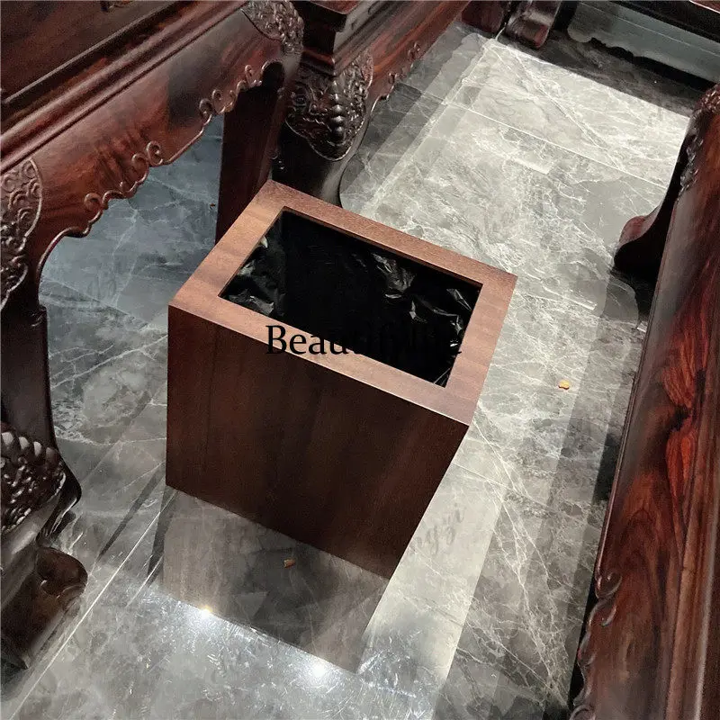 Chinese trash can retro imitation wood living room home hotel room square style uncovered storage bucket