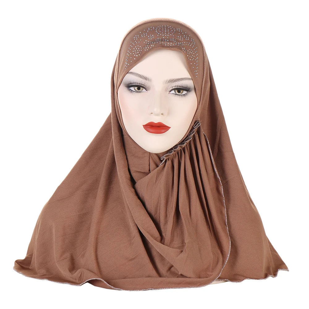 One Piece Amira Muslim Women Instant Hijab Turban Pull On Ready Cap Islamic Full Cover Neck Prayer Shawls Ramadan Headwrap Scarf