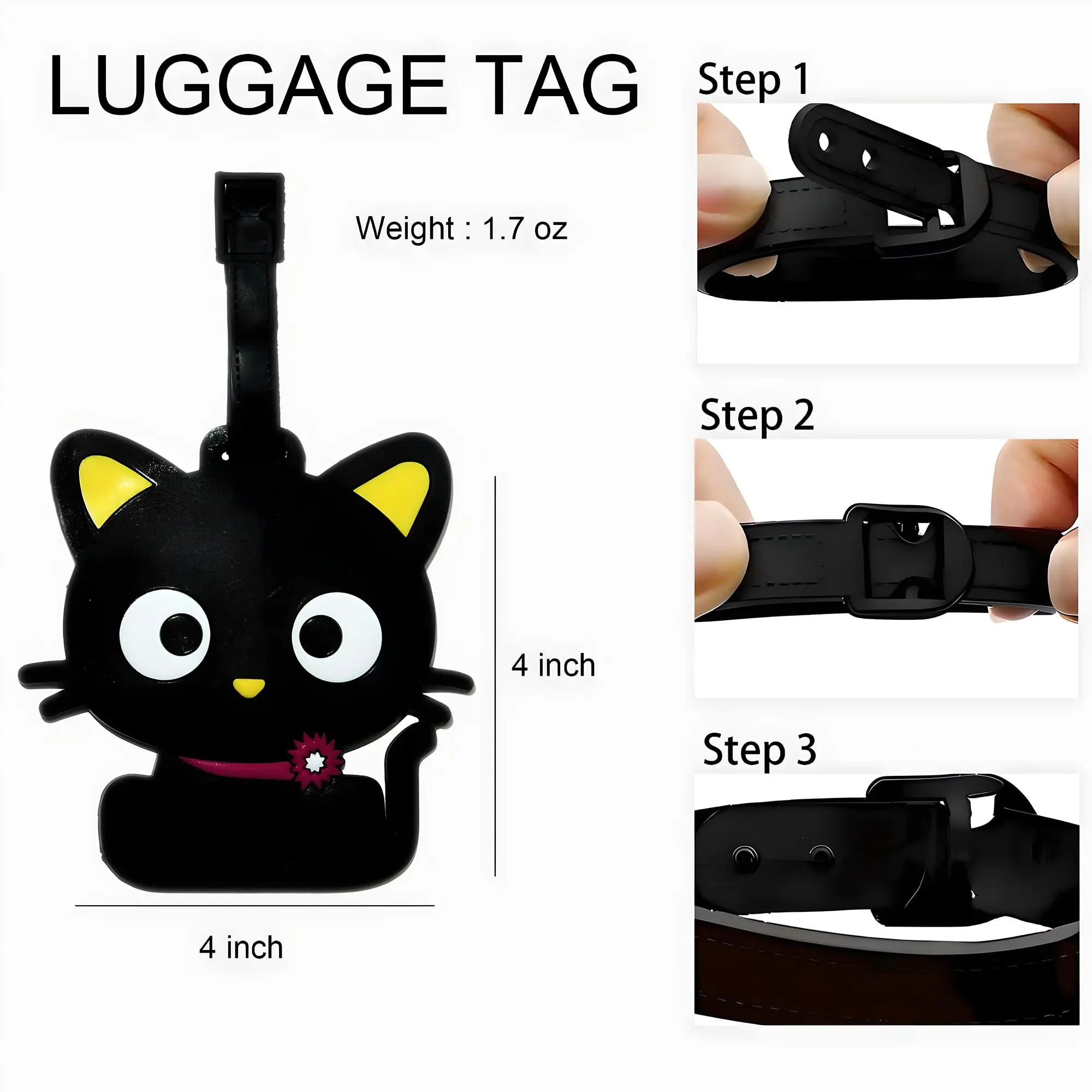 Cute Animal Luggage Tag Travel Cat Dog Poop Dinosaur Suitcase ID Addres Holder Baggage Boarding Tags Portable Label view 3