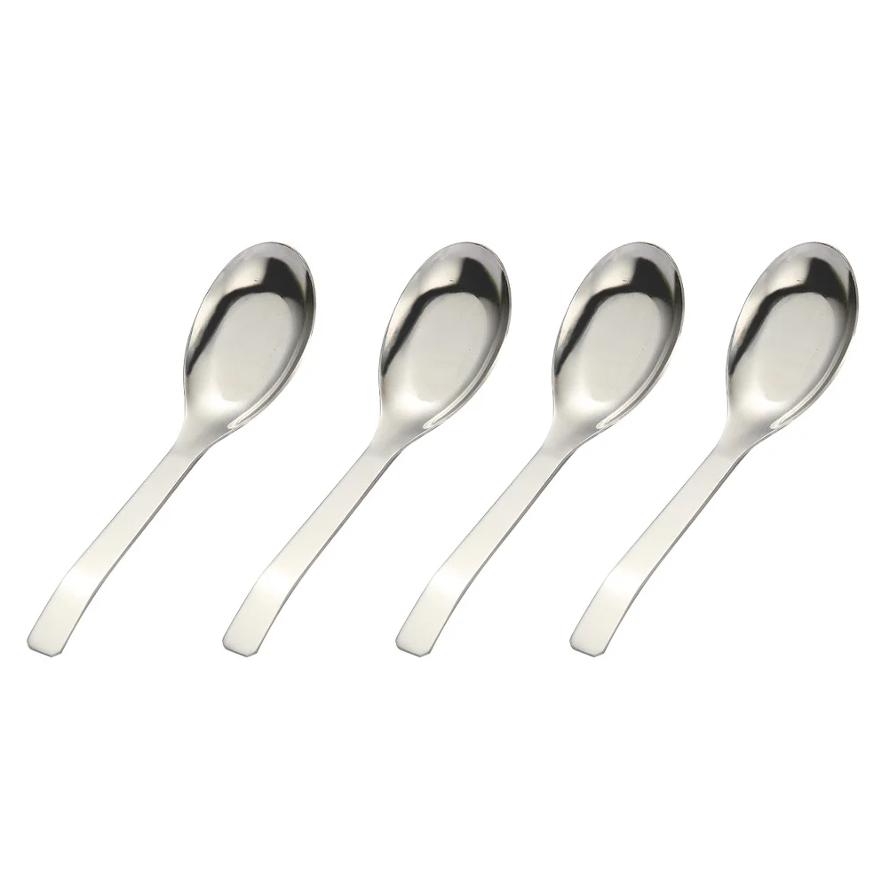 

4Pcs Flat Bottom Soup Spoon Sturdy Design Smooth Craft Delicate Experience Essential Spoon Baby Forks Kitchen Cutlery