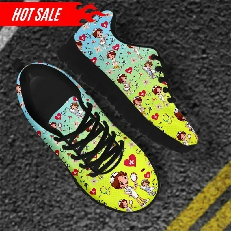 Women's Plus Size Nurse Shoes Lightweight Non-Slip Flats Cute Nurse Girls Medical Healthcare Design Casual Sneakers view 4