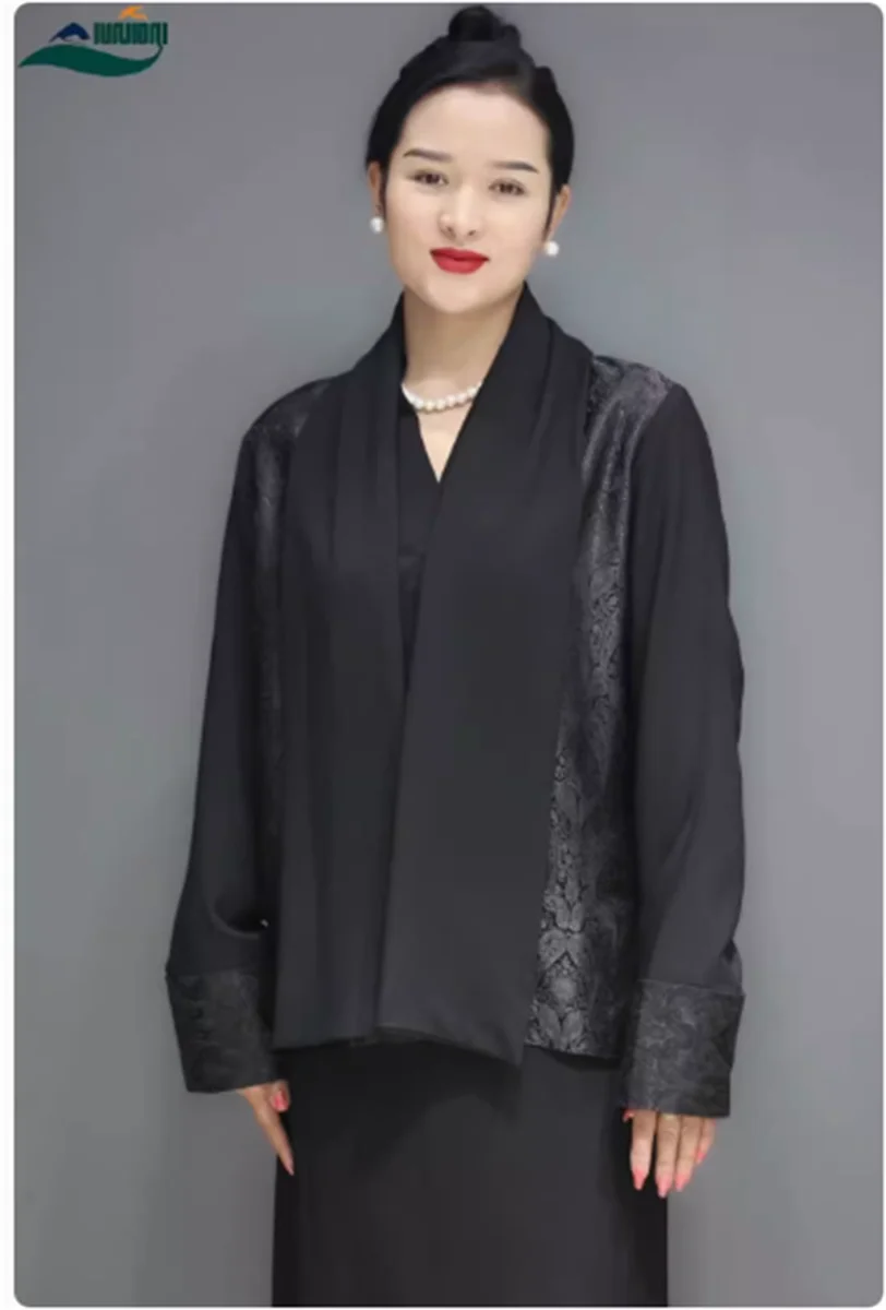 

Extremely simple black Tibetan women's high-class Xizang suit