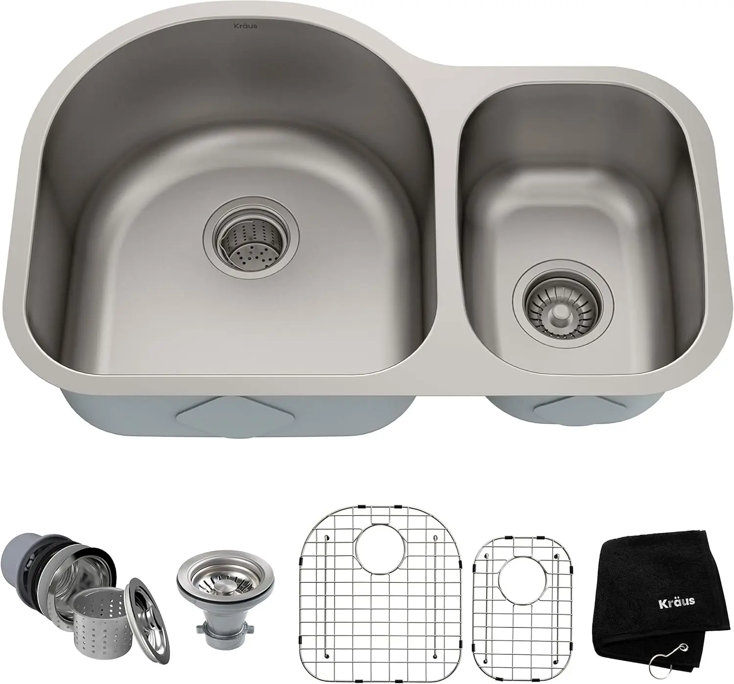 Premier 30-inch 16 Gauge Undermount 60/40 Double Bowl Stainless Steel Kitchen Sink, KBU21