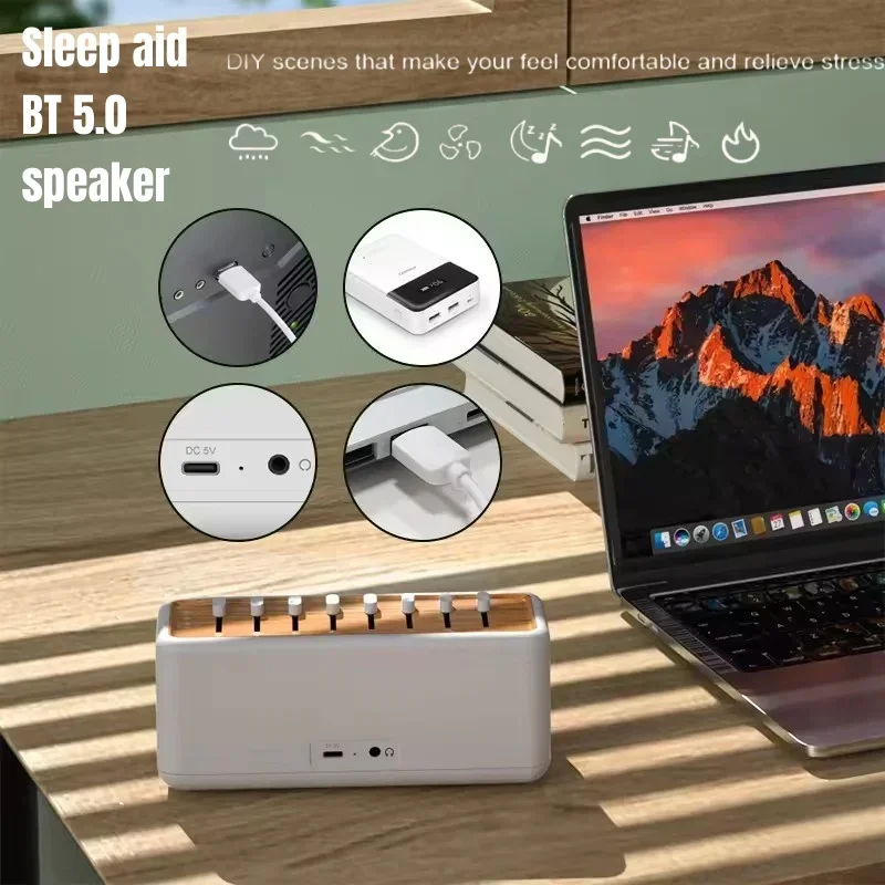 

Беспроводная Bluetooth-колонка с шумоподавлением и таймером, имитирующая природные звуки (дождь, морские волны, птицы, гром) для улучшения сна и релаксации, модель CJ-506, отличный подарок.