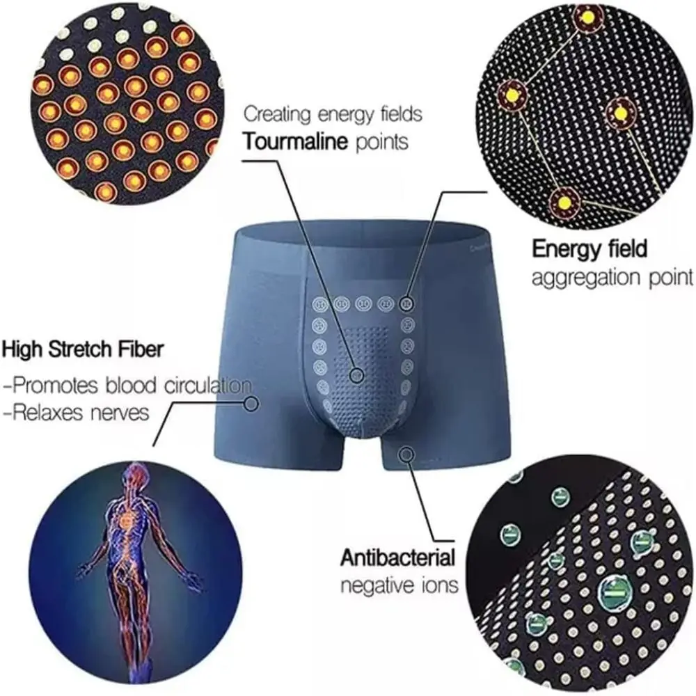 Polyester Fibre Energy Field Therapy Men's Underwear Elastic Long Lasting Therapy Men's Underwear Breathable Men's Boxer Men