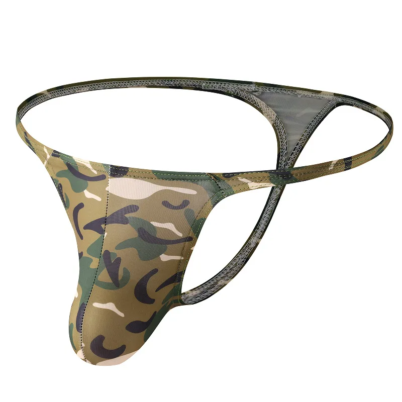 Ice Silk Camouflage Sexy Men Underwear Jockstrap Panties Tanga U Bulge Pouch Erotic Men's Thong And G-string Underpants Bikini