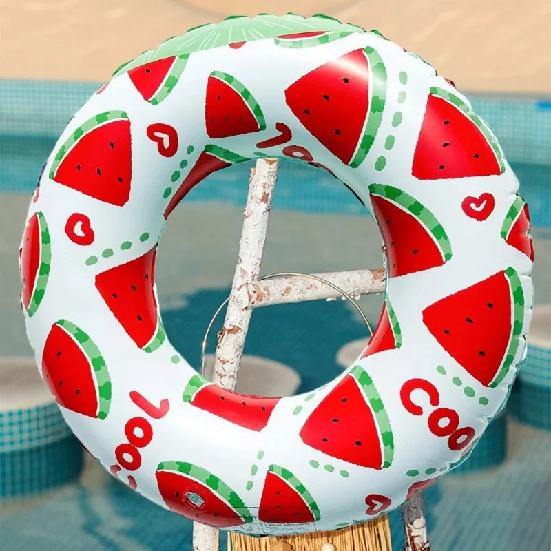 Juguetes inflables con estampado de sandía, anillo flotante, piscina al aire libre de verano, playa, accesorios de piscina a prueba de fugas, tubo de natación, juguetes acuáticos