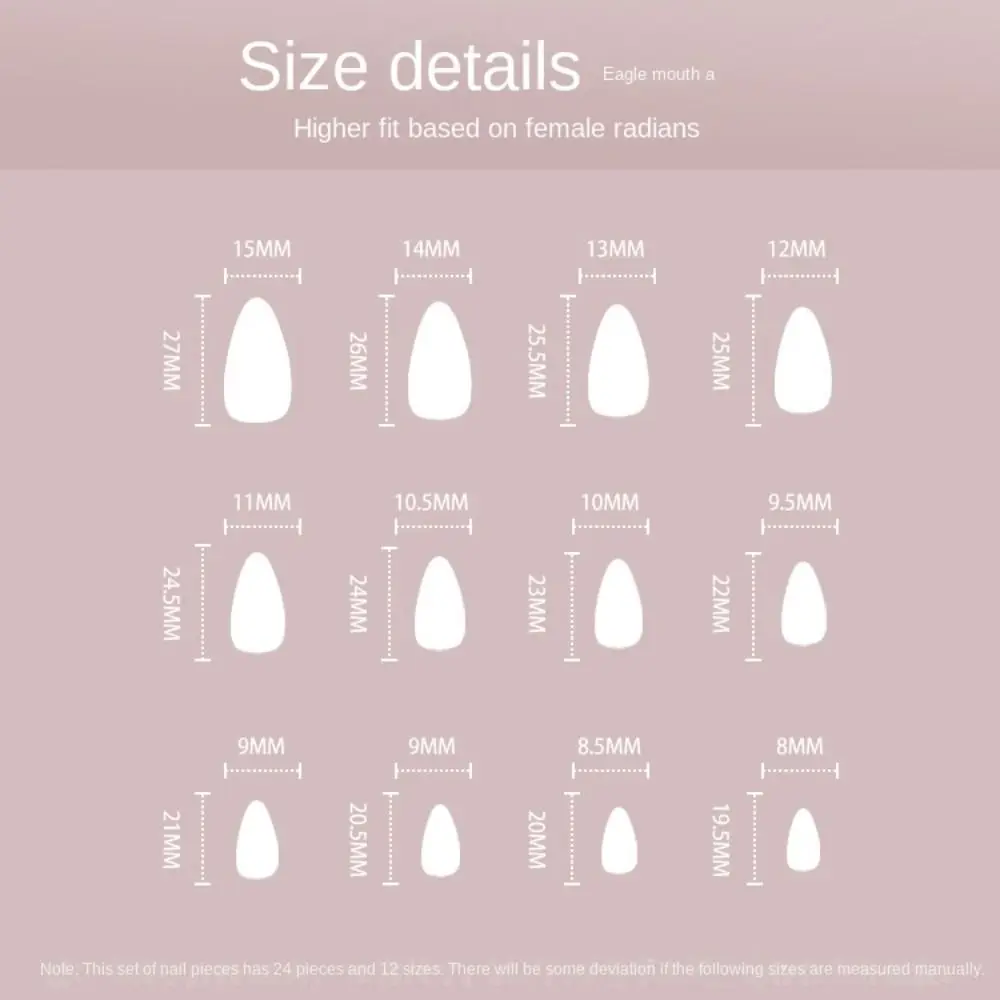 24 قطعة من أطراف الأظافر اضغط على الأظافر بغطاء كامل وخنجر بلون سادة وأظافر وهمية طويلة فرنسية