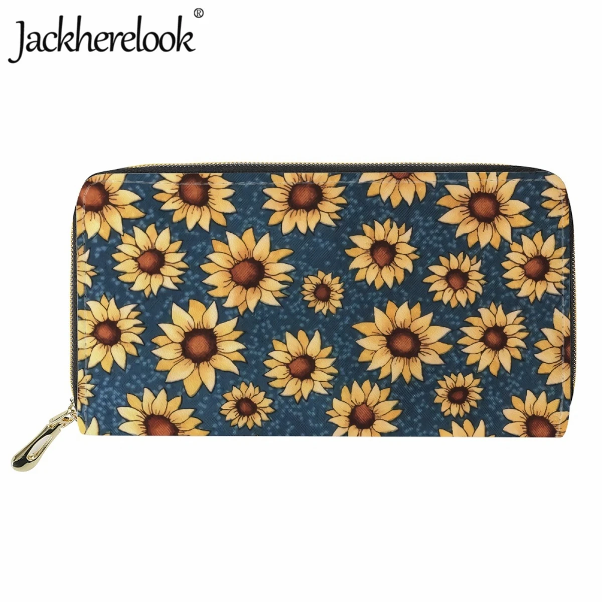 

Jackherelook Lady Casual Long Wallet Fashion Trend Sunflower Pattern Print Coin Purse Casual Travel Card Holder Wallets for Girl