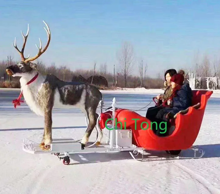 Cervo che tira il slitta Slitta Ghiaccio Neve Parco giochi Alce Pull Car Elettrico Santa Slitta Cervo