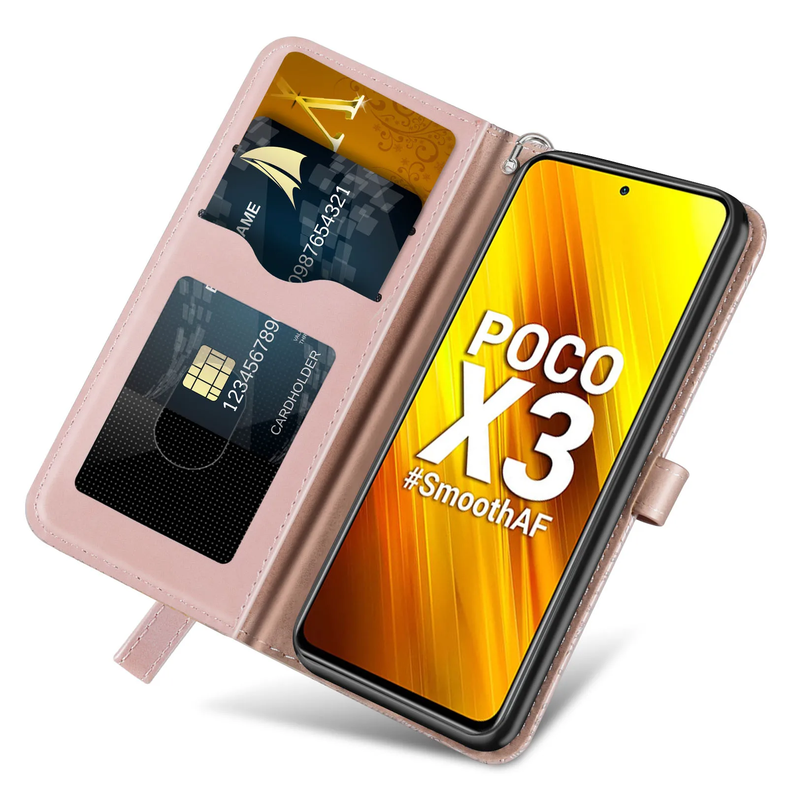 For Xiaomi Poco X3 case, Tree of Life leather case with card slot, clamshell leather case