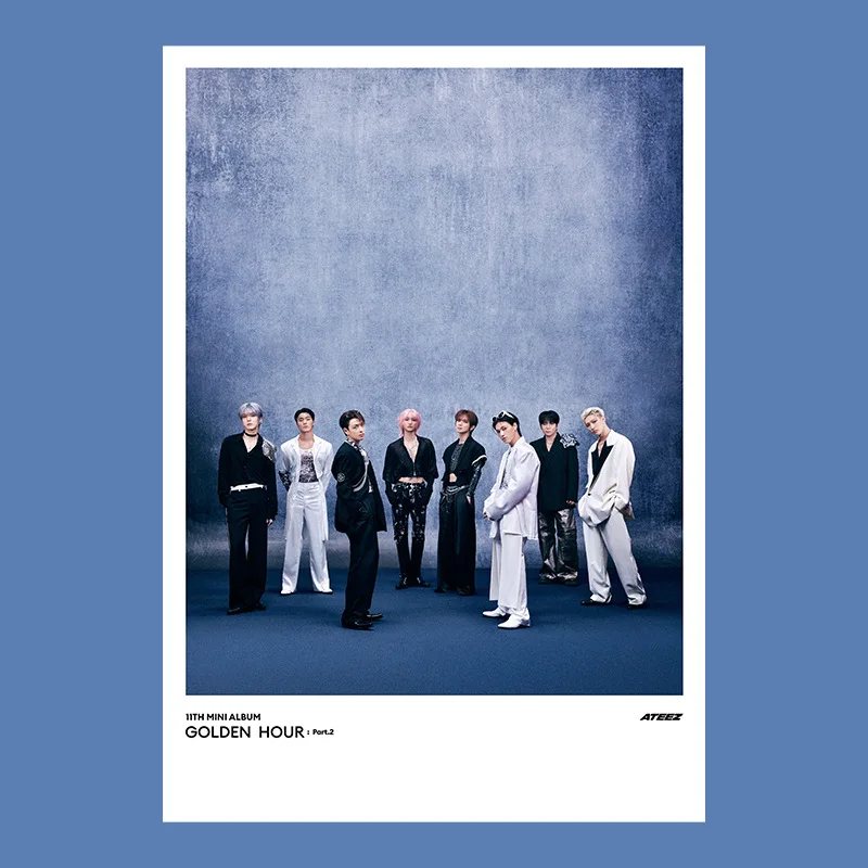 Kpop ATEEZ GOLDEN HOUR : Part.2 Album Posters Mingi Seonghwa Wooyoung San Concept Photo Self-adhesive Wall Decorative Stickers