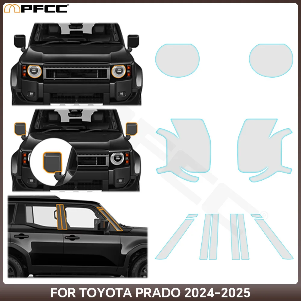 

For Toyota LC250 Prado 2024-2025 PPF TPU Clear B Pillars Headlight Car Paint Protection Film Pre Cut Accessories Transparent Kit