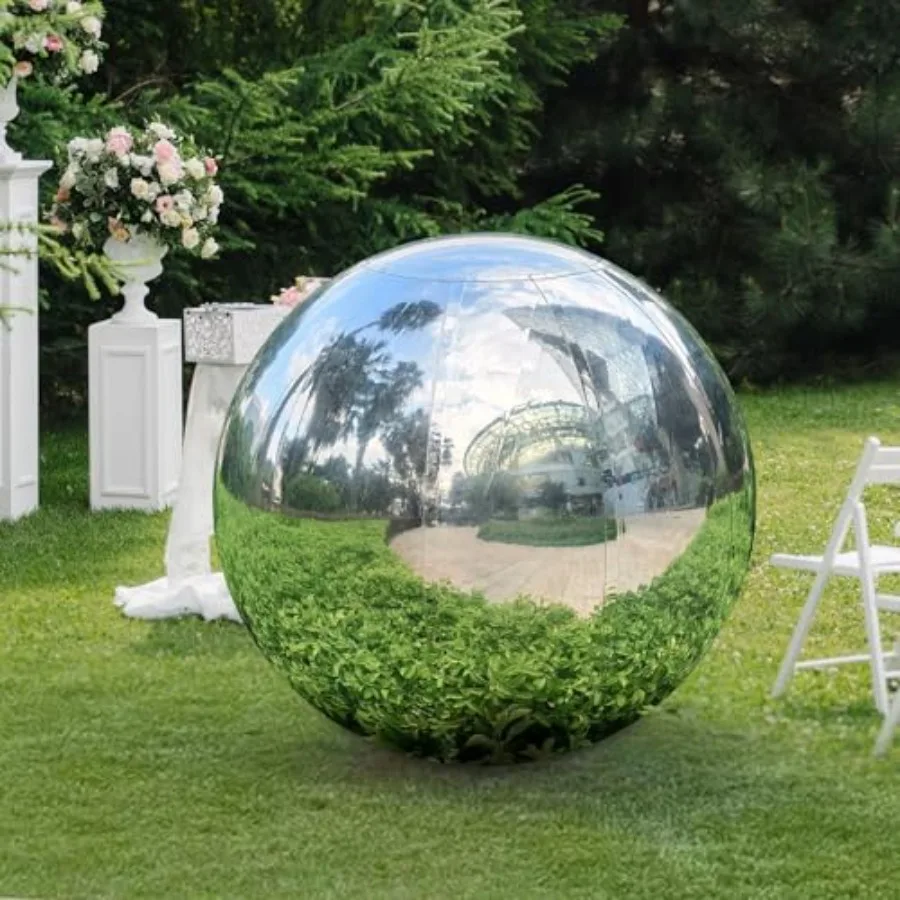 

Silver Inflatable Mirror Ball for Party Wedding Decor, PVC Reusable Large Event Decoration Balloon, 1.2m/47.2in, Reflective Shi