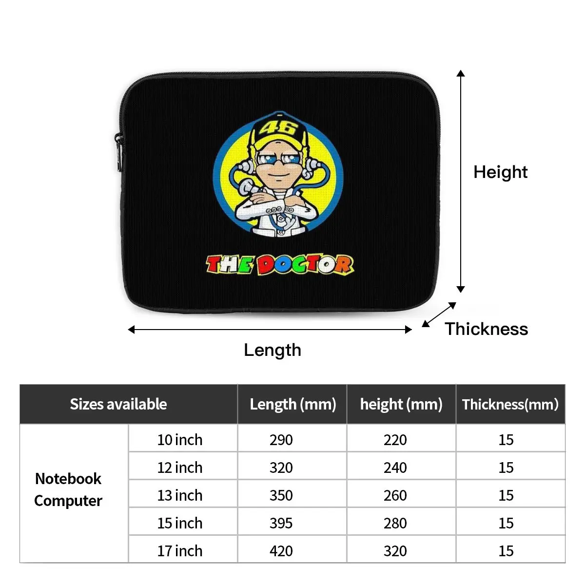 Motorcycle Racing Motor Rossi Notebook Laptop Bag Case Pouch For Macbook Air Pro Tablet Shockproof Case Bag