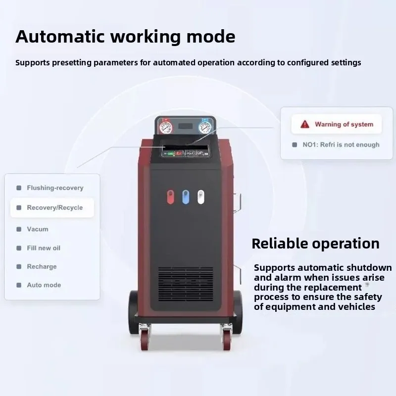 AC100 refrigerant recovery, cleaning and filling machine, automatic air conditioner refrigerant changer