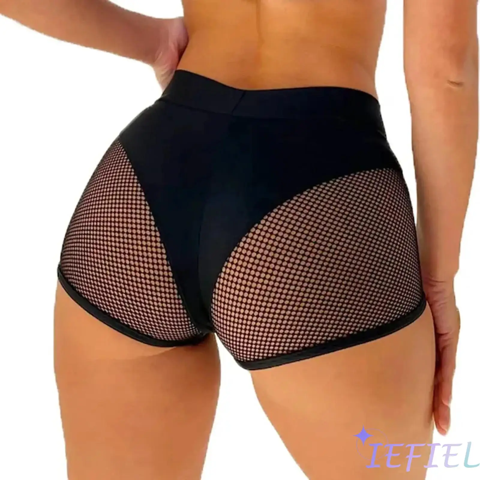 Donna ragazza sport Fitness allenamento Yoga scava fuori Fishnet Push Up Booty Shorts Pole Dancing Costume Hot Pants Beachwear Clubwear