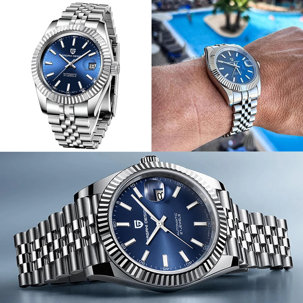 PAGANI DESIGN Men Mechanical Watch Luxury Automatic Watch Sport Stainless Steel 100M Waterproof Watch for Men