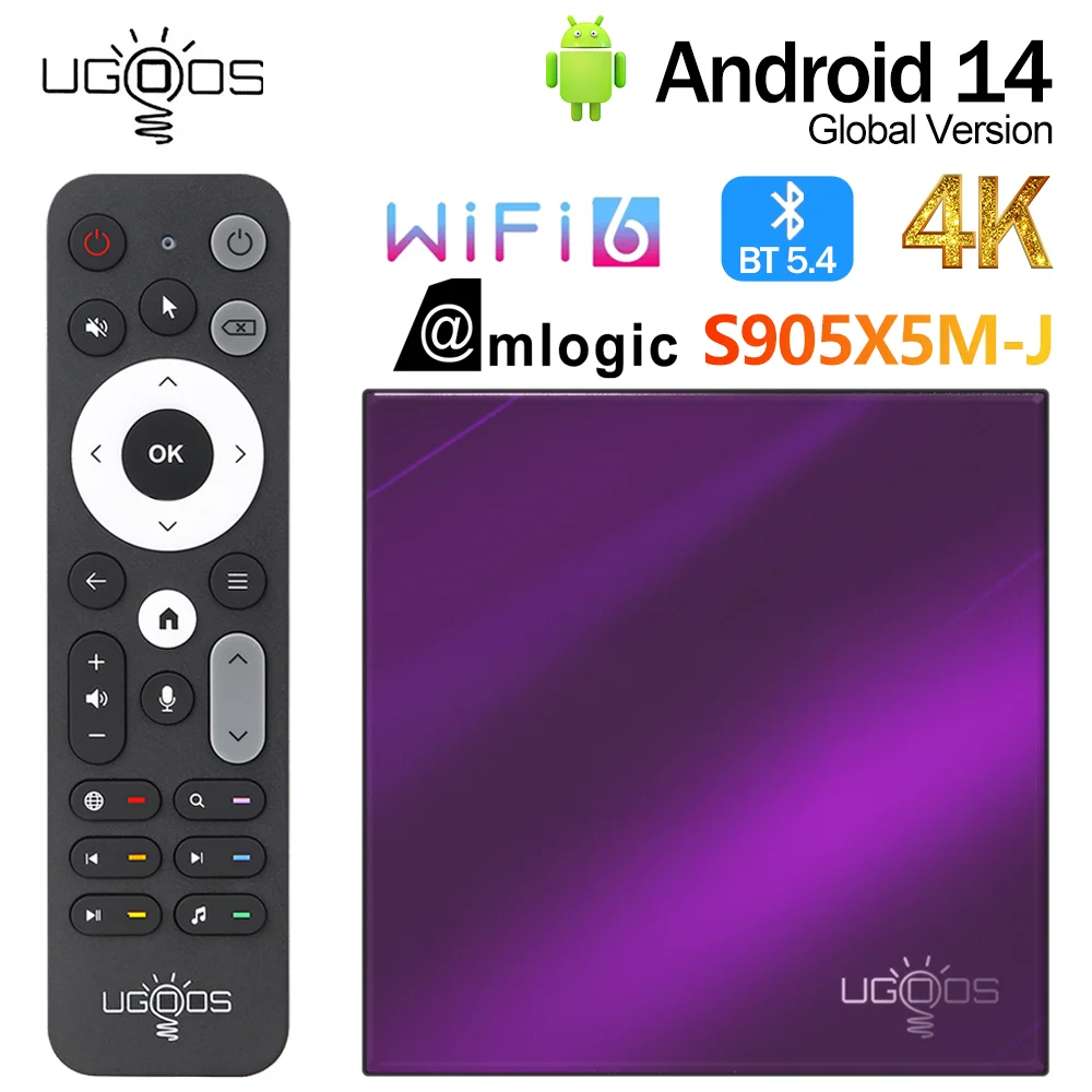 UGoos SK4 S905X5M-J Android Smart TV Box 4G DDR4 64G AI-SR HD décodeur Dolby Vision Audio BT5.4 lecteur multimédia à distance vocale