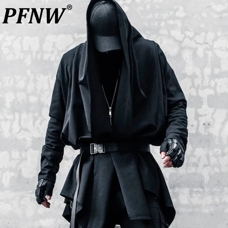 PFNW Darkwear Niche Design Style Medium Length Personality Gothic Solid Color Clothing Autumn Cardigan Male Chic Jackets 12Z4180