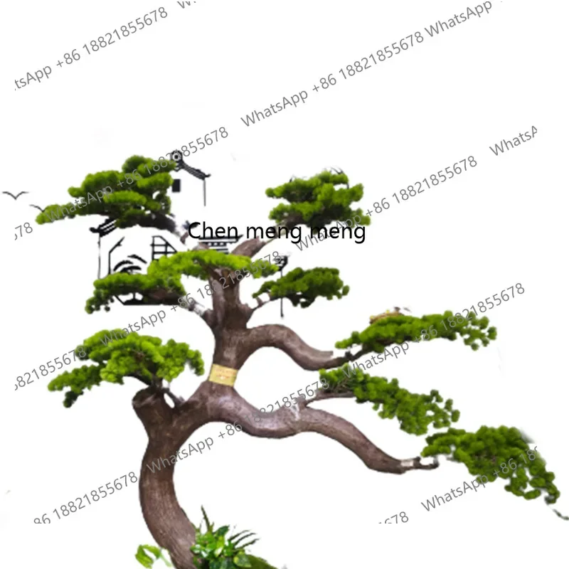 A74Simulation green pine trees, new Chinese porch bonsai photography, office decoration ornaments welcome pine