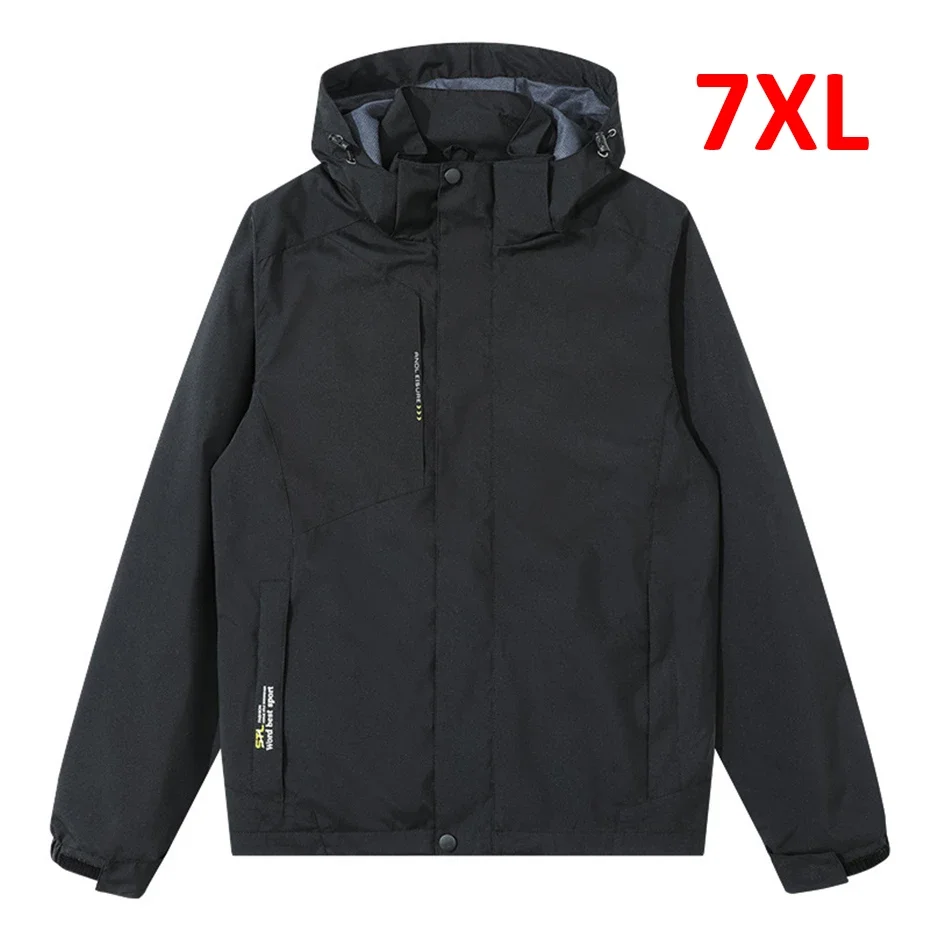 メンズ防水防風ジャケット,屋外コート,トラベルジャケット,ラージサイズ,6XL, 7XL,春,秋