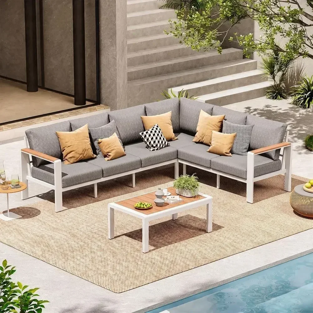 Outdoor Patio urniture Set 6 Seats, Outdoor Sectional Soa Set, Patio Contion Sets with Washable Cushions & Coee Table, Patio urn