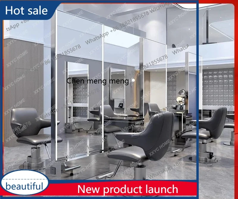 Simple hairdresser mirror table with lamp single and double-sided hairdresser special high-end hairdresser mirror