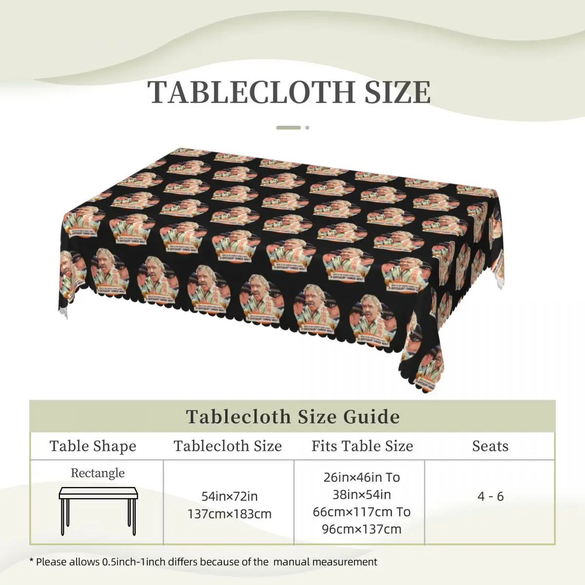 A Succulent Chinese Meal Custom Rectangular Tablecloth Oilproof Table Cover for Festival Party Decorations Table Cloth