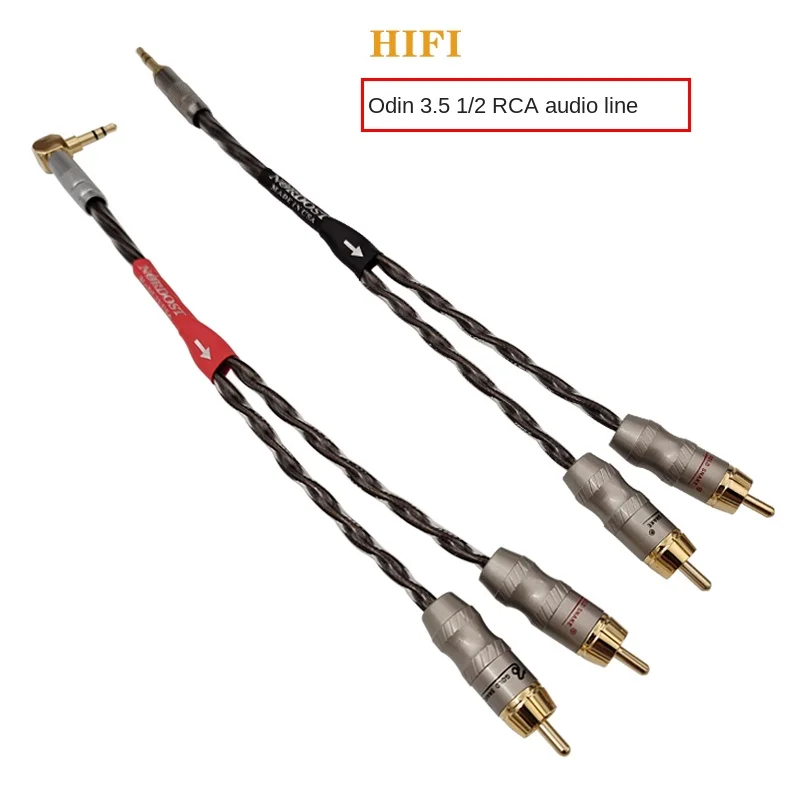 Cabo de áudio duplo Lotus, HiFi febre 3.5, Um aberto dois, RCA macho, Odin 3,5 a 2 Lotus