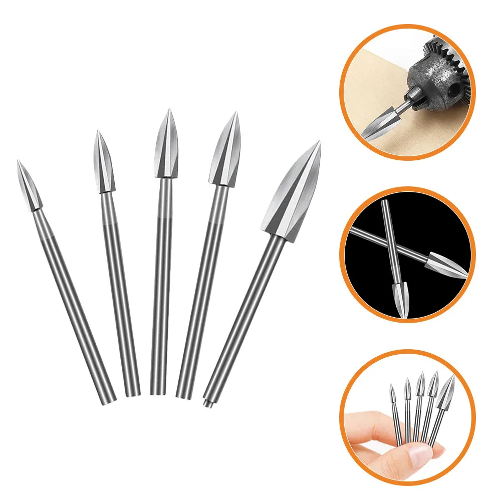

5Pcs Electric Woodworking Drill Bit Set High Hardness White Steel Wood Carving Tools Rotary Tool Bits for Cnc Router