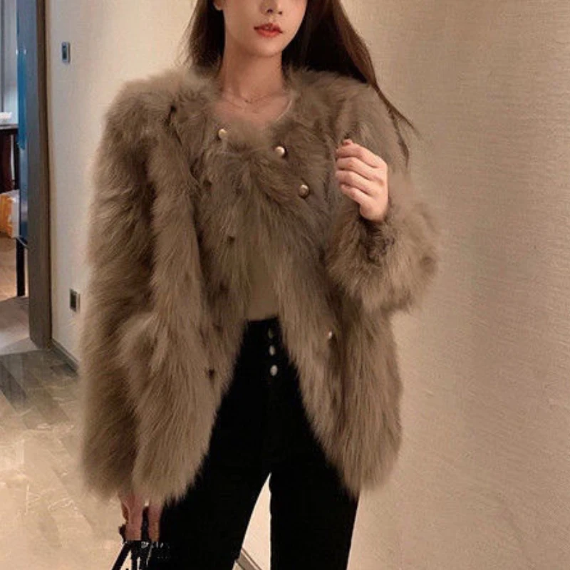 2024 Autumn/Winter New Women\'s Faux Fur Coat Loose Commuter Casual Fashion Fur Coat